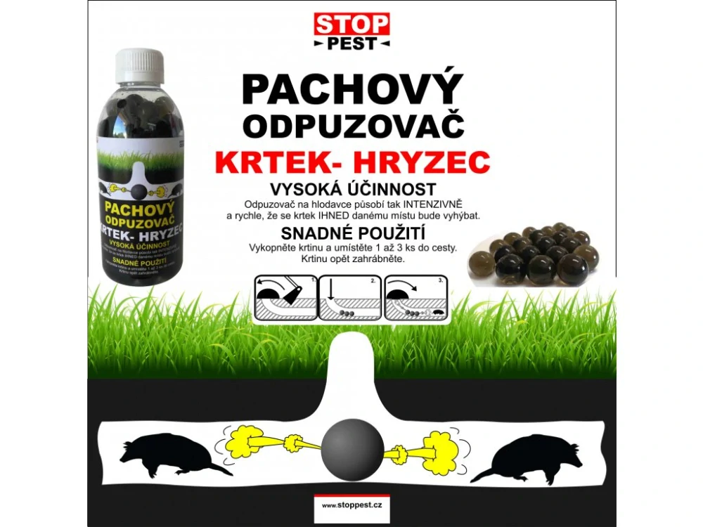 StopPest Total Odor Pachový odpudzovač (guličky) KRTY+HRABOŠE 50KS 8594189103178